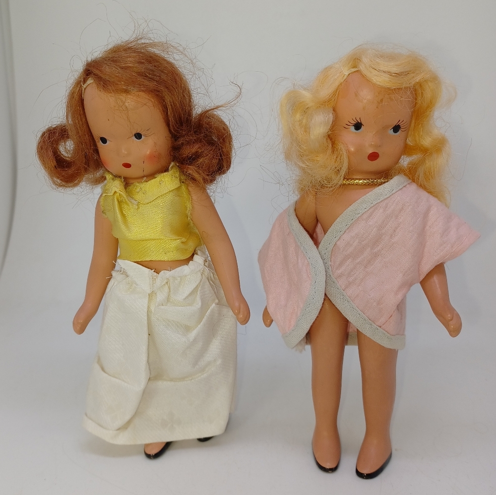 1930's Nancy Ann Storybook Dolls Auburn & Blonde 5 in tall